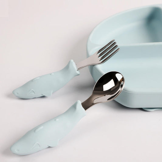 Liore Little Shark Spoon & Fork - Blue
