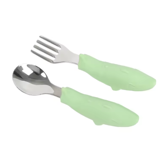 Liore Little Shark Spoon & Fork - Green